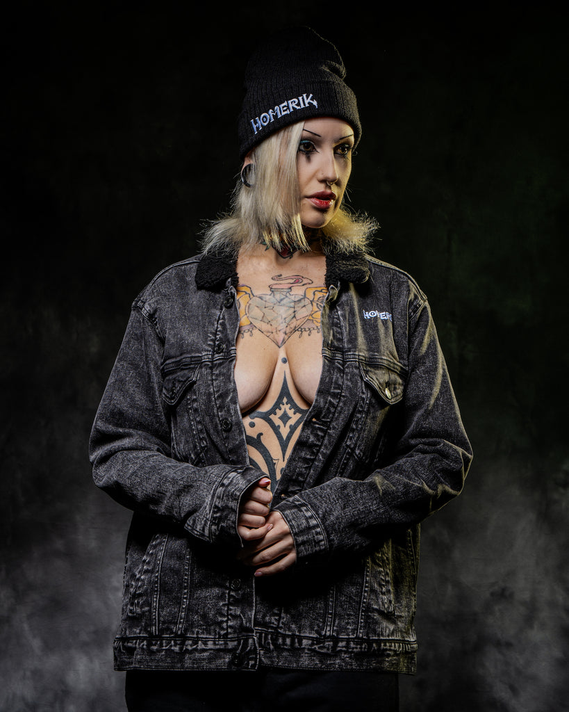 Homerik "Hell Insignia" Denim Sherpa Jacket (Unisex)