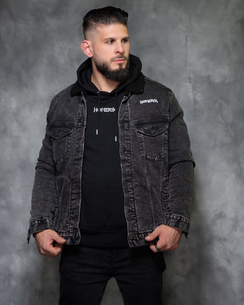 Homerik "Hell Insignia" Denim Sherpa Jacket (Unisex)